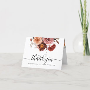 Heaven in Rose, Blush and Burgundy Floral Thank You Card