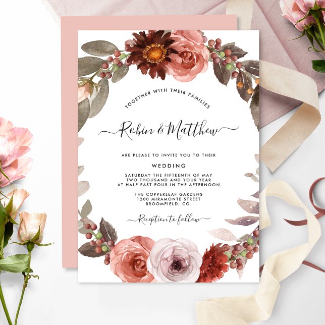Heaven in Rose, Burgundy Blush Floral Wedding Invitation (Creator Uploaded)