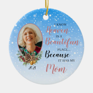 Heaven is a Beautiful Place Photo Memorial Ceramic Tree Decoration