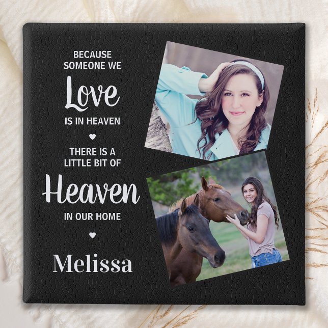 Heaven Memorial Sympathy Faux Leather Family Photo 15 Cm Square Badge (Creator Uploaded)