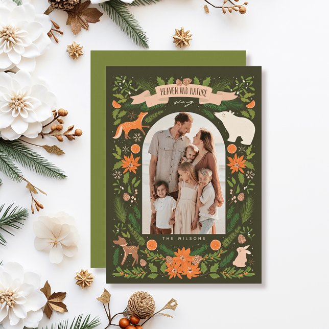 Heaven & Nature Sing Woodland Animals 2Photo Holiday Card (Creator Uploaded)