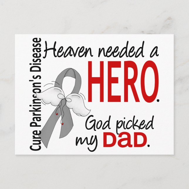 Heaven Needed a Hero Dad Parkinson's Postcard (Front)