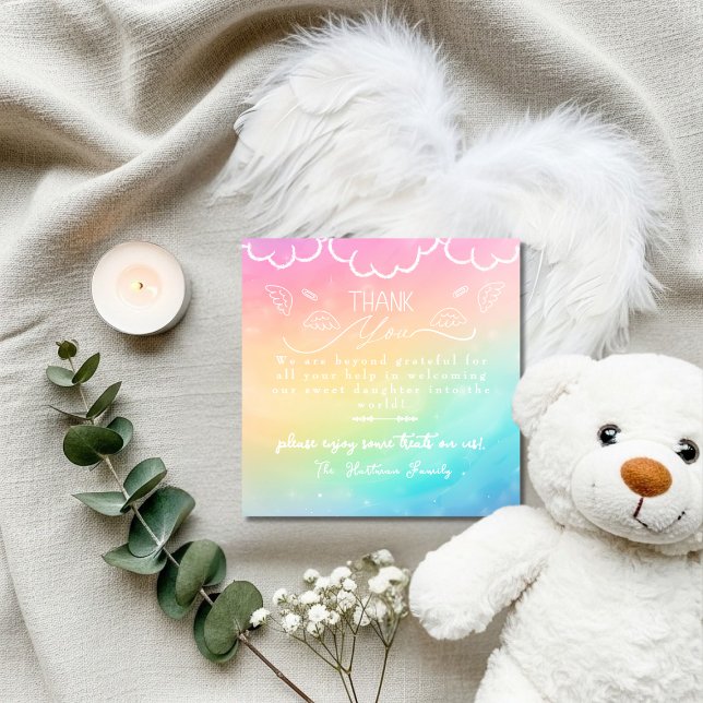Heaven Rainbow baby Labor  Delivery NICU Hospital  Thank You Card (Heaven Rainbow baby Labor Delivery NICU Hospital Thank You Card)