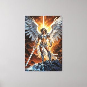 Heaven’s Golden Vanguard Archangel Michael Canvas Print