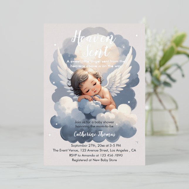 Heaven Sent Angel Baby In Clouds Baby Shower (Standing Front)