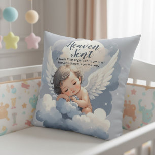Heaven Sent Angel Baby In Clouds Baby Shower Cushion