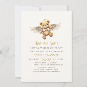 Heaven Sent Angel Minimalist Baby Shower Invitation