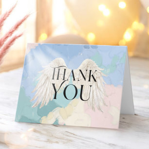Heaven Sent Angel Wings Pastel Baby Shower  Thank You Card