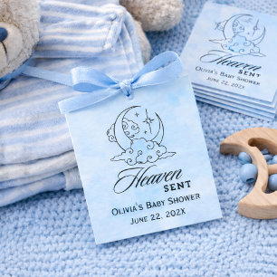 Heaven Sent Baby Shower Blue Moon Stars Favour Tags