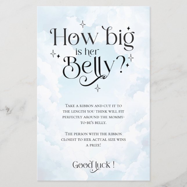 Heaven Sent Baby Shower Game How Big is Her Belly (Front)