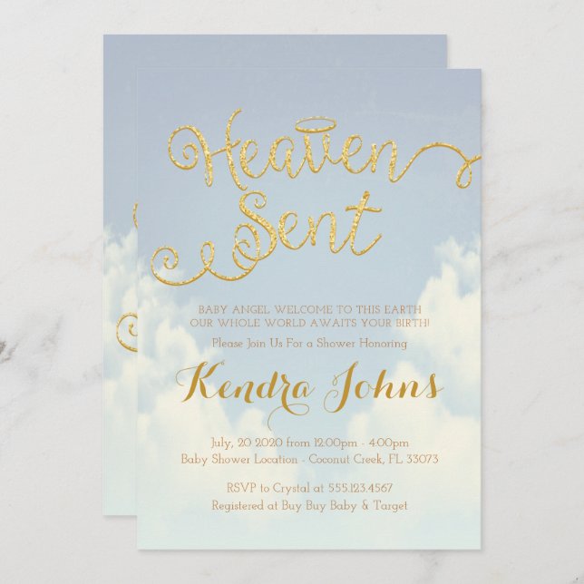 Heaven Sent Baby Shower invitation (Front/Back)