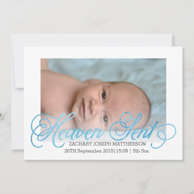 Heaven Sent Birth Announcement | Boy (Front)