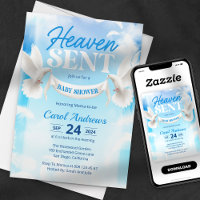 Heaven Sent Blue and White Dove Baby Shower