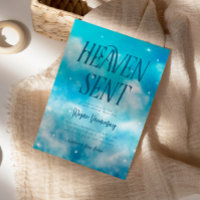 Heaven Sent Blue Sky Baby Shower Invitation