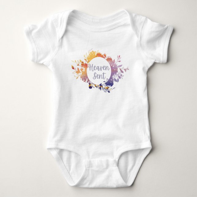 Heaven Sent Christian Girls Floral Baby Bodysuit (Front)