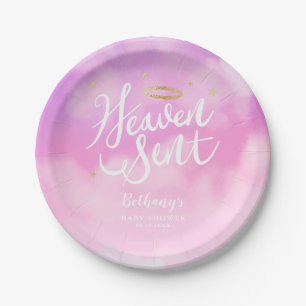 Heaven Sent Christian Theme Baby Shower Paper Plate