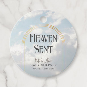 Heaven Sent Clouds Sky Boho Arch Baby Shower Favour Tags