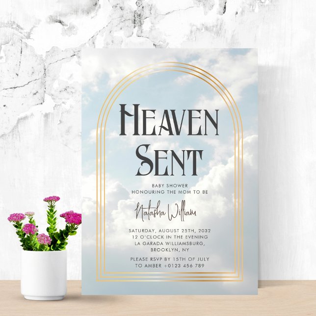 Heaven Sent Clouds Sky Neutral Baby Shower Invitation (Creator Uploaded)