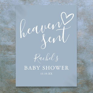 Heaven Sent Dusty Blue Boy Baby Shower Sign