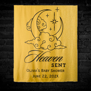 Heaven Sent Gold Moon Stars Baby Shower Tapestry