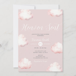  Heaven Sent Pink Cloud Baby Shower Invite