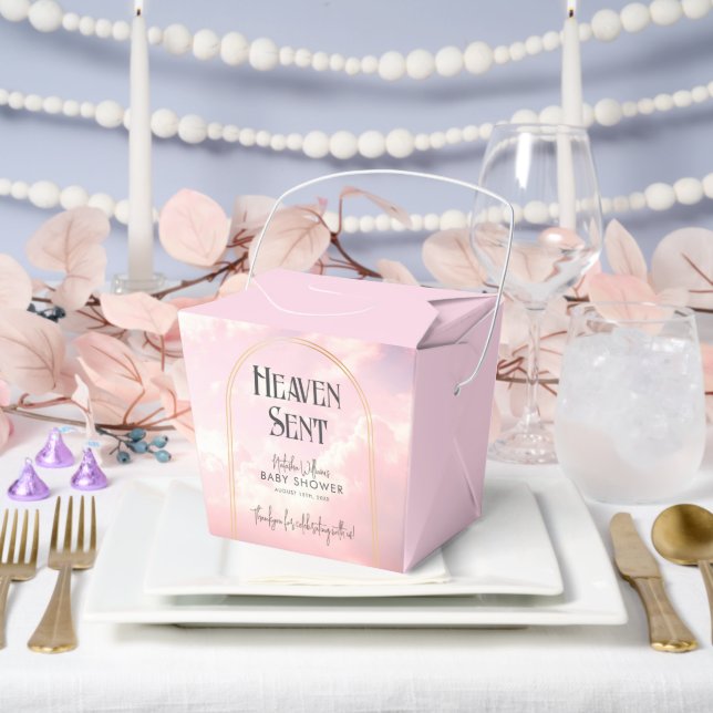 Heaven Sent Pink Clouds Celestial Baby Shower  Favour Box (Wedding)