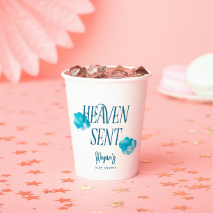 Heaven Sent Religious Boy Baby Shower Paper Cups