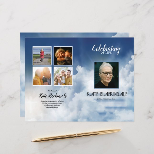 Heaven Sky Funeral Program template (Front/Back In Situ)