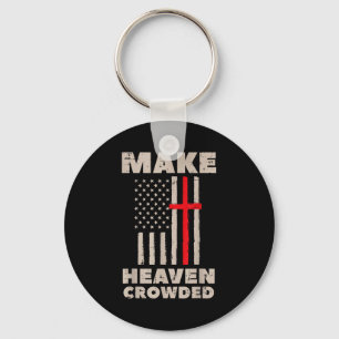 Heaven Us Flag Patriotic Christian Religious God J Key Ring
