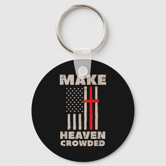 Heaven Us Flag Patriotic Christian Religious God J Key Ring (Front)