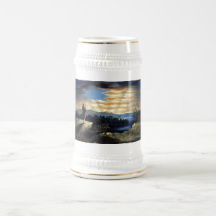 Heavenly American Flag in Sky, Zouave Civil War Beer Stein