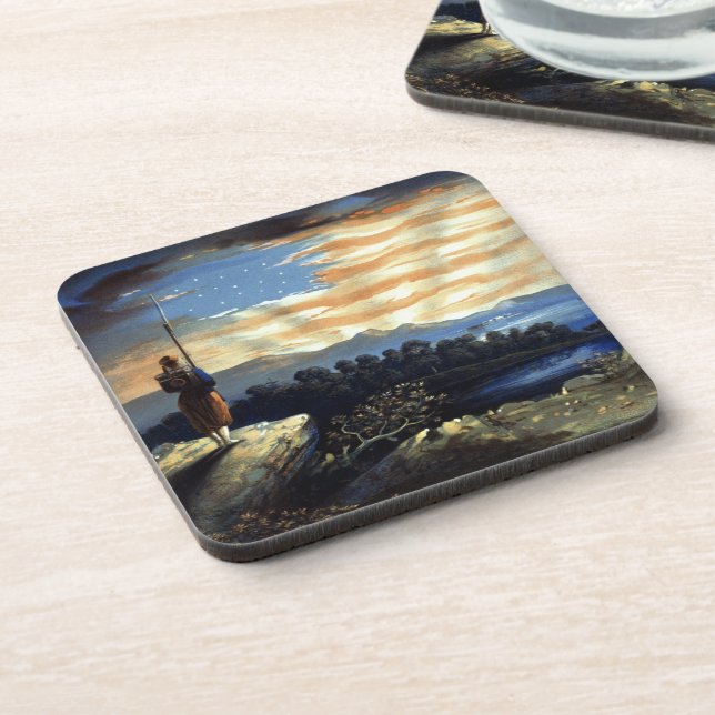 Heavenly American Flag in Sky, Zouave Civil War Coaster (Left Side)