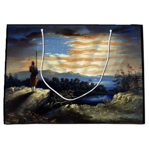 Heavenly American Flag in Sky, Zouave Civil War Large Gift Bag