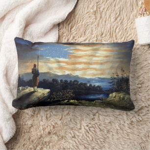 Heavenly American Flag in Sky, Zouave Civil War Lumbar Cushion