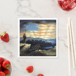 Heavenly American Flag in Sky, Zouave Civil War Napkin