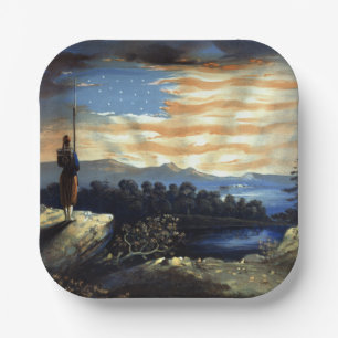 Heavenly American Flag in Sky, Zouave Civil War Paper Plate