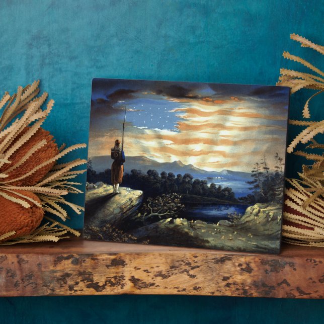 Heavenly American Flag in Sky, Zouave Civil War Plaque (Side)