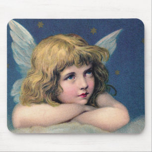 Heavenly angel daydreaming on a cloud in the sky mouse pad