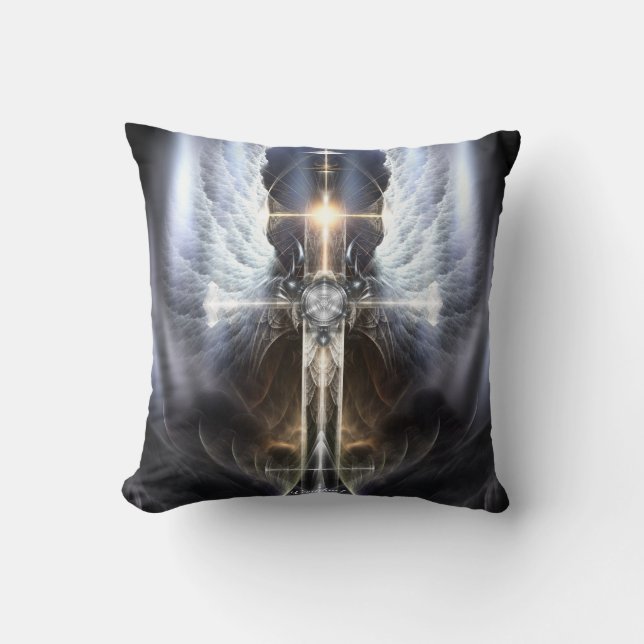 Heavenly Angel Wing Cross Decorative Pillow (Front)