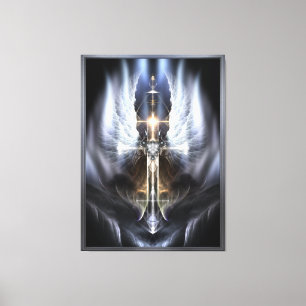 Heavenly Angel Wing Cross Fractal Art Composition Canvas Print