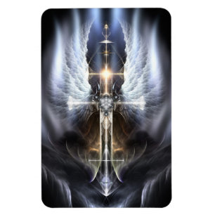 Heavenly Angel Wing Cross Fractal Flexible Magnet