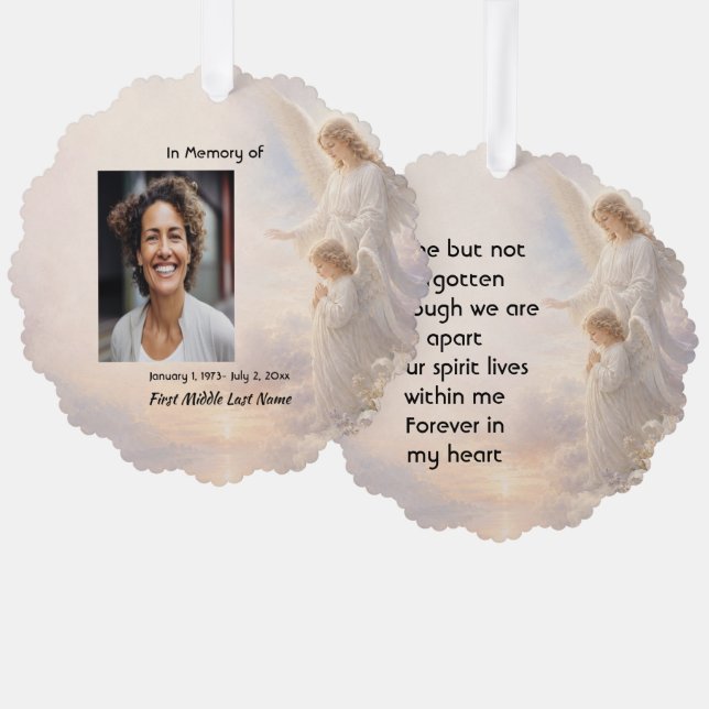 Heavenly Angels Memorial Prayer  Keepsake Tree Decoration Card (Front/Back)