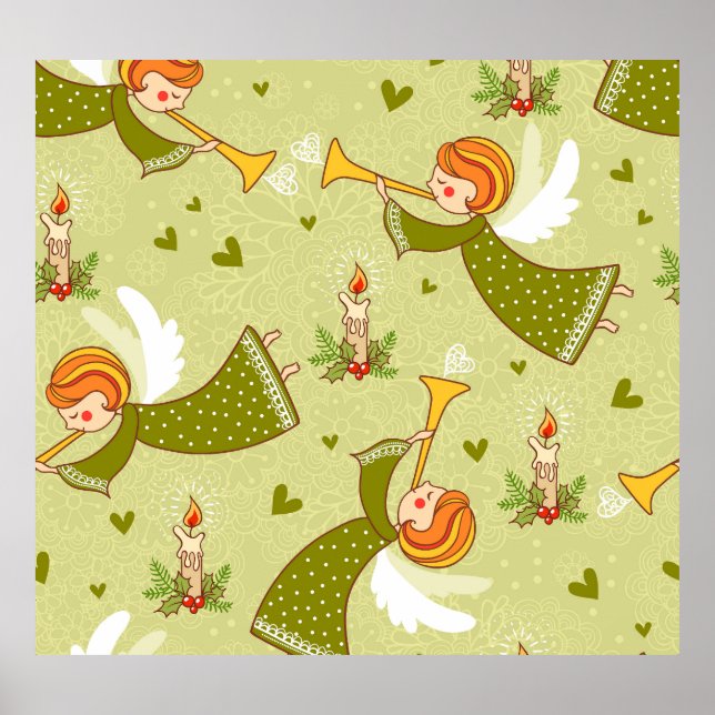 Heavenly Angels: Vintage Childish Pattern Poster (Front)