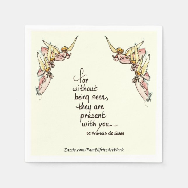 Heavenly Angels with Saying of Comfort Sketch Napkin (Front)