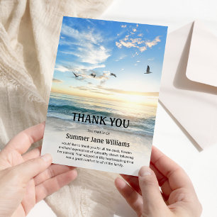 Heavenly Beach Scene Funeral Thank You Card