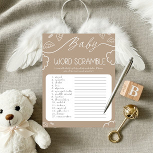  Heavenly Beige Baby Word Scramble Game   Invitation