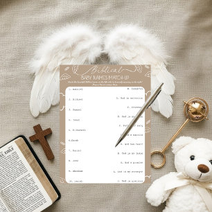 Heavenly Beige Biblical Baby Names Match-Up   Invitation