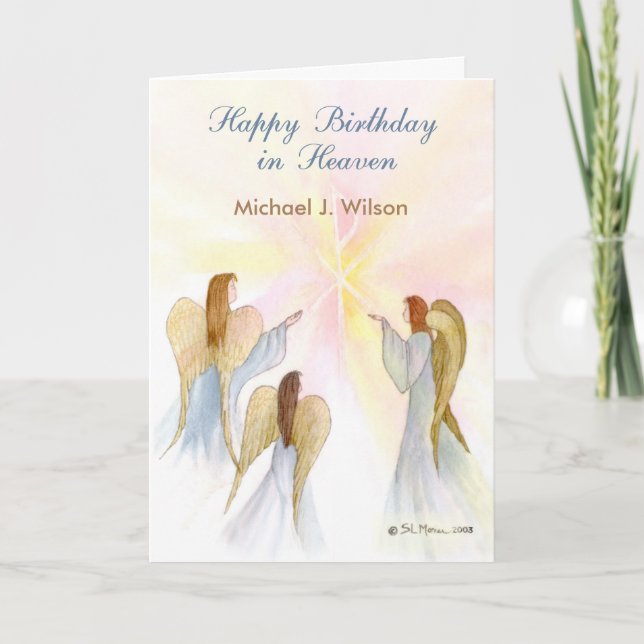 Heavenly Birthday Custom Name, Age, In Remembrance Card (Front)