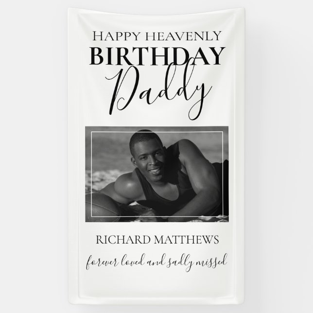 Heavenly Birthday Daddy | Photo Memorial Banner (Vertical)