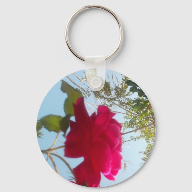 Heavenly Bloom: A Rose Against the Sky Key Ring (Front)